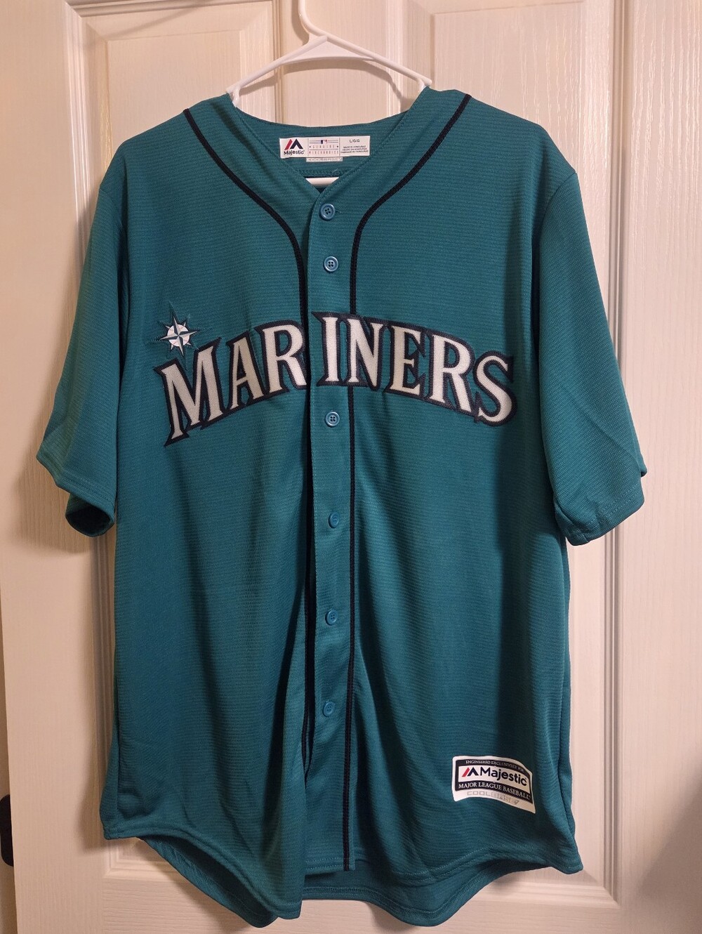 Majestic Seattle Mariners Griffey 24 Teal Button-Up Jersey - Mens L - NWT
